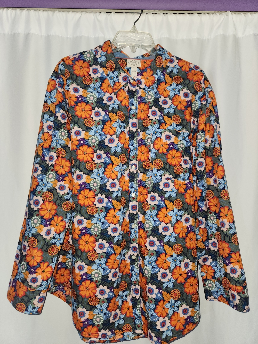 St. John's Bay Orange & Blue Floral Button-Down #vibrant #bold #boho #colorful